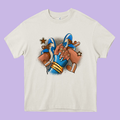 Football Afro Girl Sneakers Heavy Core Tee Designed By Ranaportraitstore