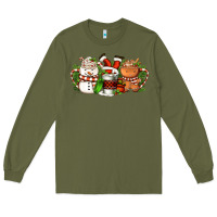 Army Green Christmas coffee cups Long Sleeve Tee - FaDigitalArtStudio