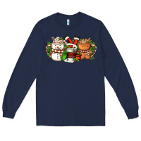 Navy Christmas coffee cups Long Sleeve Tee - FaDigitalArtStudio