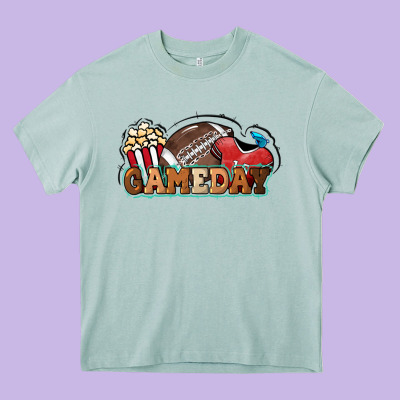 Game Day Football Popcorn Heavy Core Tee Designed By Howdyjamesfarm