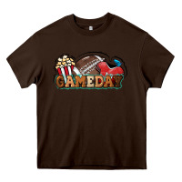 Chocolate Brown Game day football popcorn Heavy Core Tee - HowdyJamesFarm