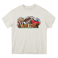 Cream Game day football popcorn Heavy Core Tee - HowdyJamesFarm