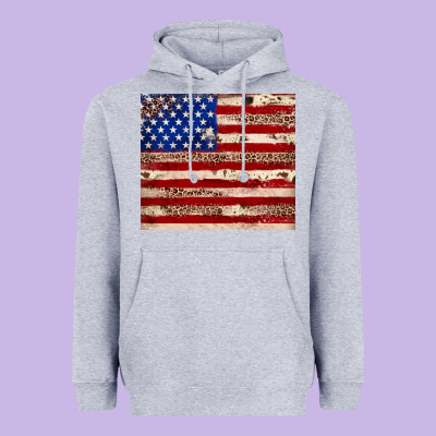 American Flag Leopard Cowhide Heavyweight Hoodie Designed By Jahusdesignshop