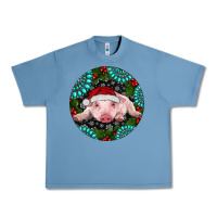 Pebble Blue Baby Pig Christmas Urban Heavy Tee - RanaPortraitStore