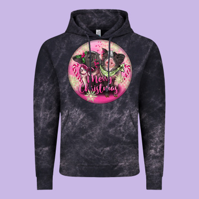 Pink Merry Christmas Pig Vintage Hoodie Designed By Fadigitalartstudio