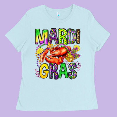 Mardi Gras Crawfish Olivia Ladies Tee Designed By Oliviacreatesart