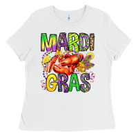 White mardi gras crawfish olivia Ladies Tee - OliviaCreatesArt