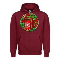 Burgundy christmas hot chocolate and candies Zipper Hoodie - AdoDesignShop