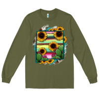 Army Green New Mexico Map Sunflower Cactus Serape Long Sleeve Tee - RanaPortraitStore