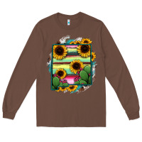 Chestnut New Mexico Map Sunflower Cactus Serape Long Sleeve Tee - RanaPortraitStore