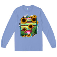 Colony Blue New Mexico Map Sunflower Cactus Serape Long Sleeve Tee - RanaPortraitStore