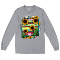 Heather Grey New Mexico Map Sunflower Cactus Serape Long Sleeve Tee - RanaPortraitStore
