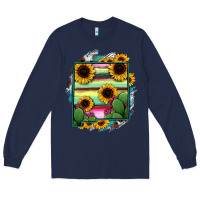 Navy New Mexico Map Sunflower Cactus Serape Long Sleeve Tee - RanaPortraitStore