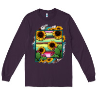 Plum New Mexico Map Sunflower Cactus Serape Long Sleeve Tee - RanaPortraitStore