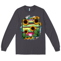Smoke New Mexico Map Sunflower Cactus Serape Long Sleeve Tee - RanaPortraitStore