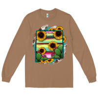 Toasted Coconut New Mexico Map Sunflower Cactus Serape Long Sleeve Tee - RanaPortraitStore