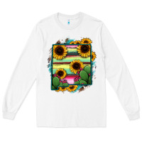 White New Mexico Map Sunflower Cactus Serape Long Sleeve Tee - RanaPortraitStore