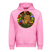 Fuchsia Pink Brown Cow Christmas Urban Hoodie - RanaPortraitStore