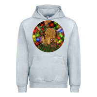 Heather Grey Brown Cow Christmas Urban Hoodie - RanaPortraitStore
