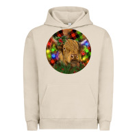 Pigment French Oak Brown Cow Christmas Urban Hoodie - RanaPortraitStore