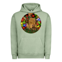 Pigment Oil Green Brown Cow Christmas Urban Hoodie - RanaPortraitStore