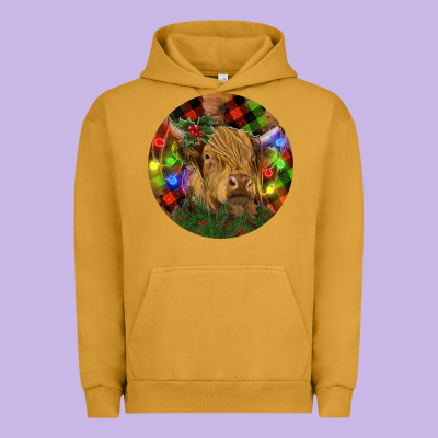 Brown Cow Christmas Urban Hoodie Designed By Ranaportraitstore