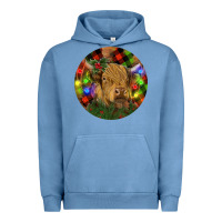 Pigment Pebble Blue Brown Cow Christmas Urban Hoodie - RanaPortraitStore