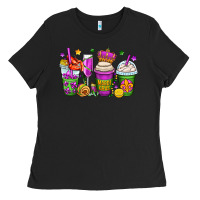 Black mardi gras coffee cups Ladies Tee - OliviaCreatesArt