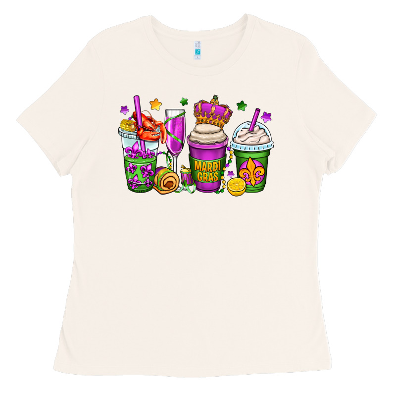 Mardi Gras Coffee Cups Ladies Tee by OliviaCreatesArt | Teevron