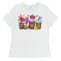 White mardi gras coffee cups Ladies Tee - OliviaCreatesArt
