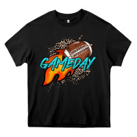 Black Game day leopard fire and ball Heavy Core Tee - HowdyJamesFarm