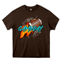 Chocolate Brown Game day leopard fire and ball Heavy Core Tee - HowdyJamesFarm