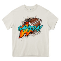 Cream Game day leopard fire and ball Heavy Core Tee - HowdyJamesFarm