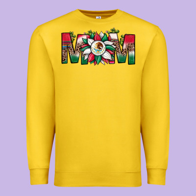 Mexican Flag Sunflower Mom Leopard Premium Sweatshirt Designed By Jahusdesignshop