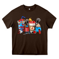 Chocolate Brown Lacrosse coffee cups Heavy Core Tee - HowdyJamesFarm