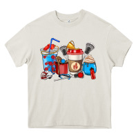 Cream Lacrosse coffee cups Heavy Core Tee - HowdyJamesFarm