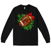 Black american football christmas with lights and ribbon Long Sleeve Tee - FaDigitalArtStudio