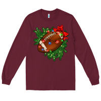 Burgundy american football christmas with lights and ribbon Long Sleeve Tee - FaDigitalArtStudio