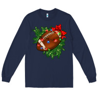 Navy american football christmas with lights and ribbon Long Sleeve Tee - FaDigitalArtStudio
