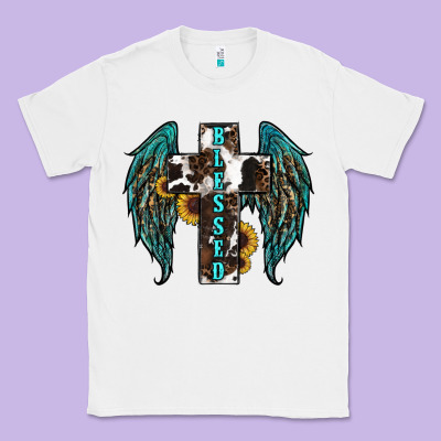 Western Wings Cross Blessed Classic Tee Designed By Ranaportraitstore