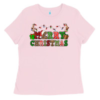 Bubblegum Pink merry christmas Ladies Tee - OliviaCreatesArt
