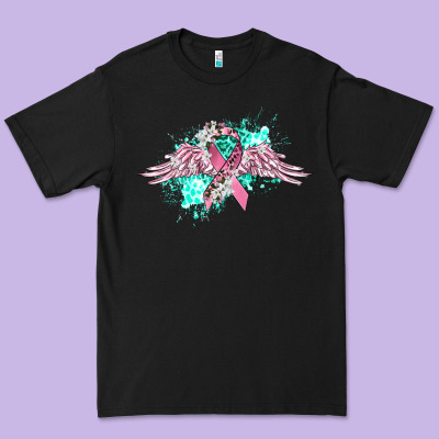 Cancer Ribbon With Angel Wings Premium Tee Designed By Cowgirlartshop