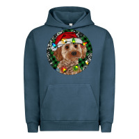 Pigment Midnight Navy Cockapoo Christmas Urban Hoodie - RanaPortraitStore