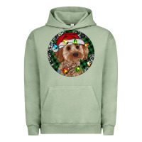Pigment Oil Green Cockapoo Christmas Urban Hoodie - RanaPortraitStore