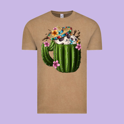 Day Of The Dead Mexican Cactus Vintage Tee Designed By Fadigitalartstudio
