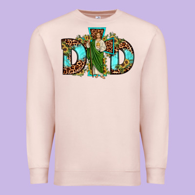 Dad San Judas Sunflower Leopard Turquoise Premium Sweatshirt Designed By Jahusdesignshop