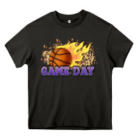 Asphalt game day basketball leopard flames fireball Heavy Core Tee - HowdyJamesFarm