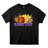 Black game day basketball leopard flames fireball Heavy Core Tee - HowdyJamesFarm