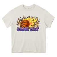 Cream game day basketball leopard flames fireball Heavy Core Tee - HowdyJamesFarm