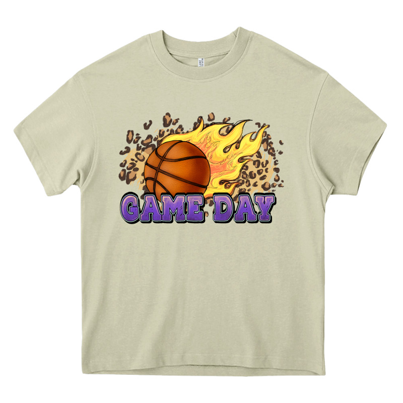 Game Day Basketball Leopard Flames Fireball Heavy Core Tee by HowdyJamesFarm | Teevron